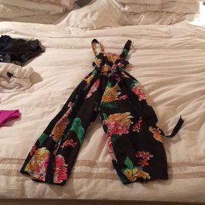 black and floral jumpsuit